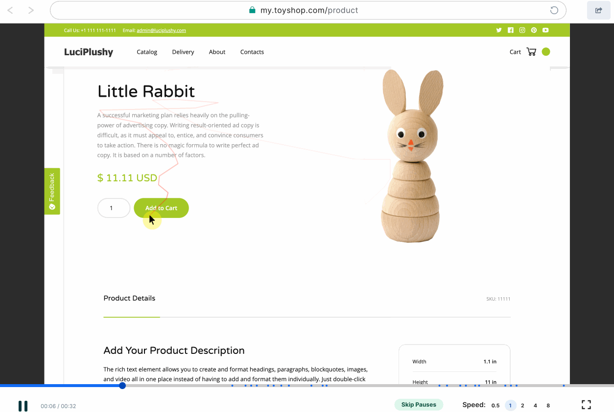 Session recording showing user are struggling to navigate around website